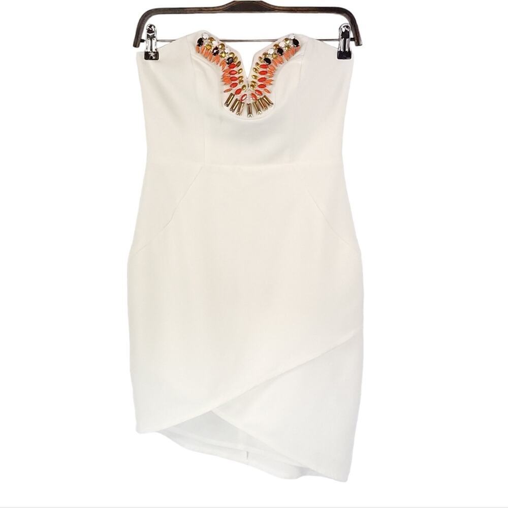 Lumier by Bariano Bodycon Mini Dress White Strapless - Picture 3 of 15